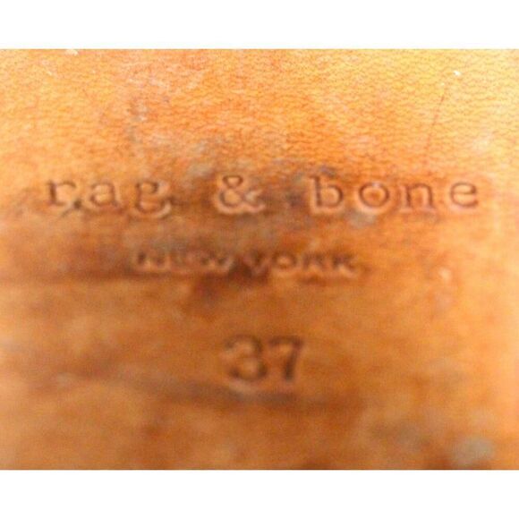 rag & bone NY BLACK GENUINE LEATHER HIGH HEEL ROUND TOE BELTED ANKLE BOOTS Sz 37 - Picture 8 of 9